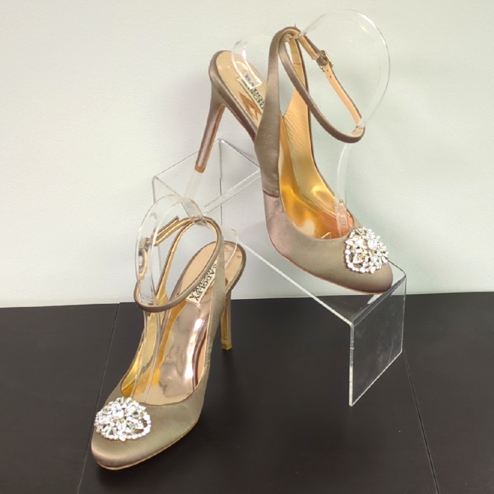 Badgley Mischka Gold and Silver Satin Stiletto Heels
